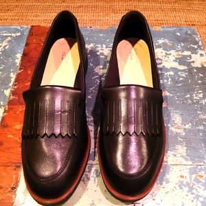 Clarks Women’s Griffin Black Leather Loafers NWOT